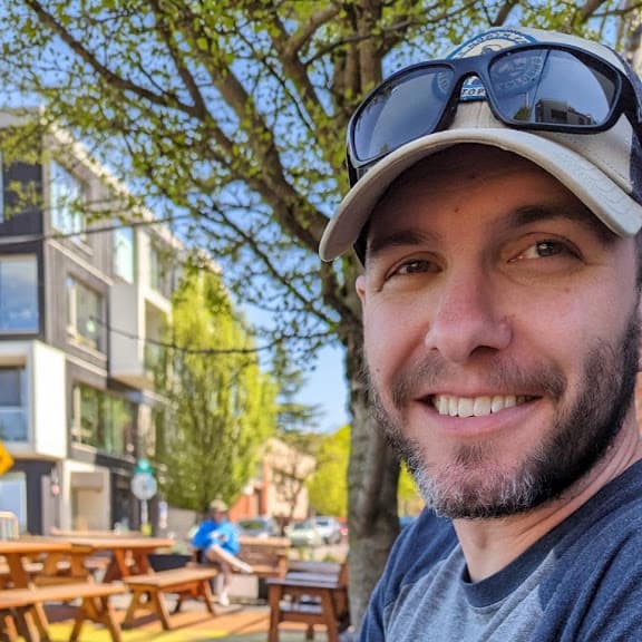 It's me outside a coffee shop.